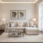 Canvas Corner Luxury Sofa Cat eye Beeding