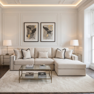 Canvas Corner Luxury Sofa Cat eye Beeding