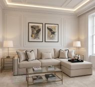 Canvas Corner Luxury Sofa Cat eye Beeding - Image 2